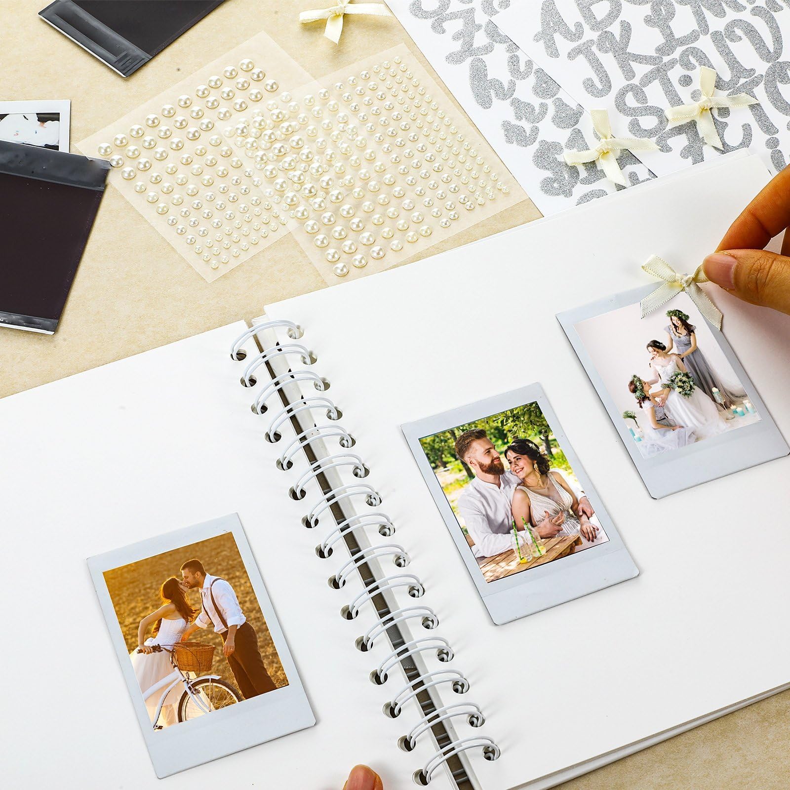 Album Fotografico Fai da Te Matrimonio, 21x21cm Scrapbook Letters to The Bride, Album Fotografico Personalizzabile Scrapbook, Fotolibro Personalizzabile Guest Book per Addio al Nubilato e Nozze