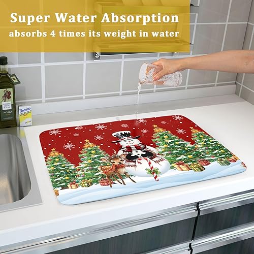 Vista 455 de Daisy On Old - Tapete de secado de platos de madera para encimera de cocina, tapete de secado de madera turquesa de 18 x 24 pulgadas con tapete