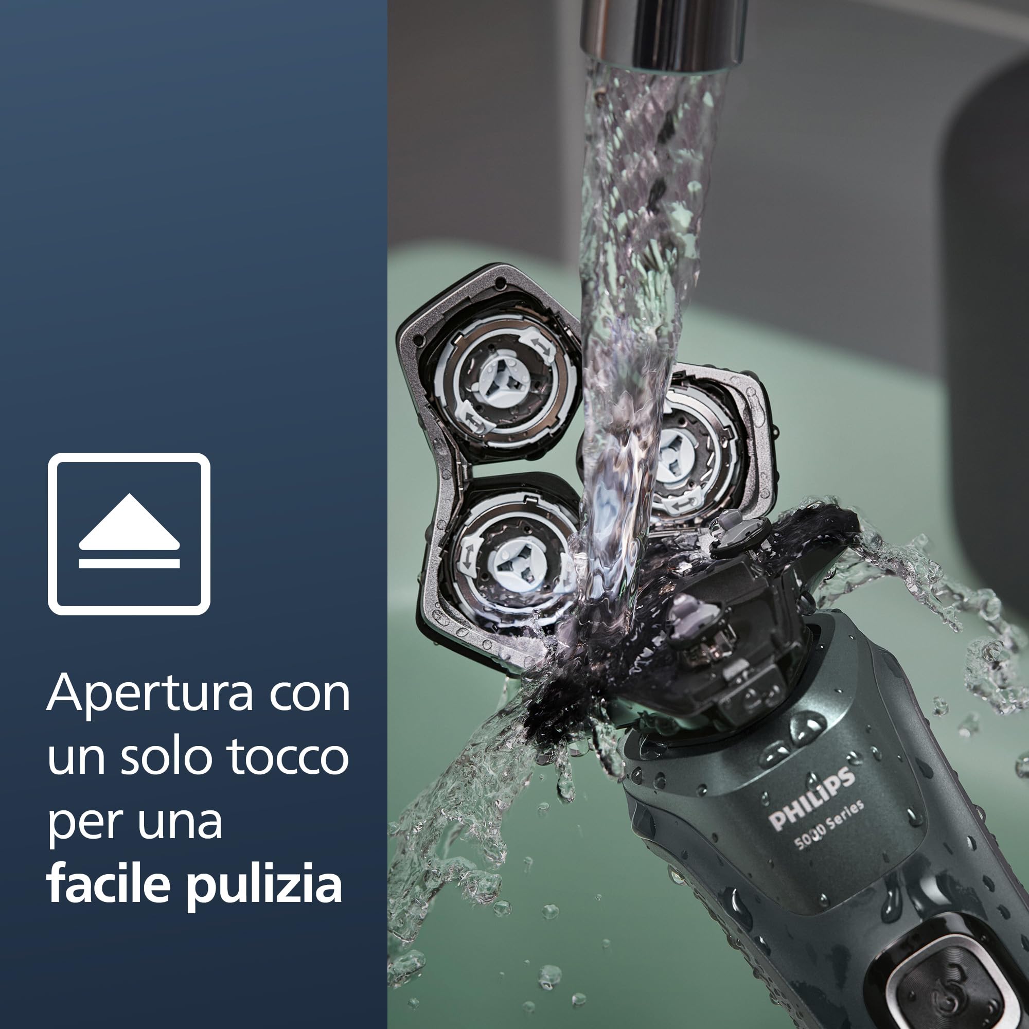 Rasoio elettrico Serie 5000 con tecnologia SkinIQ, Wet&Dry, rifinitore, base di ricarica, custodia (modello S5884/35)
