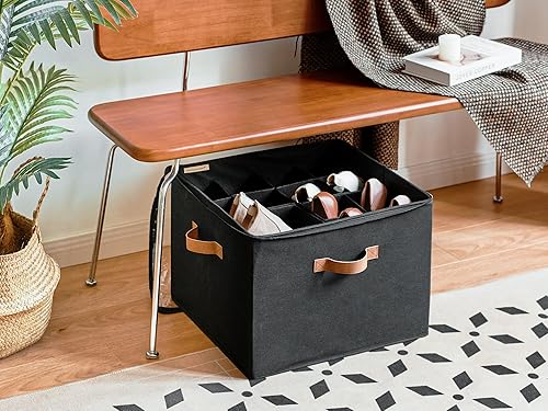 Miniatura 6 de StorageWorks Organizador de zapatos para armario, contenedores de almacenamiento de zapatos de tela con cubierta transparente, divisores ajustables