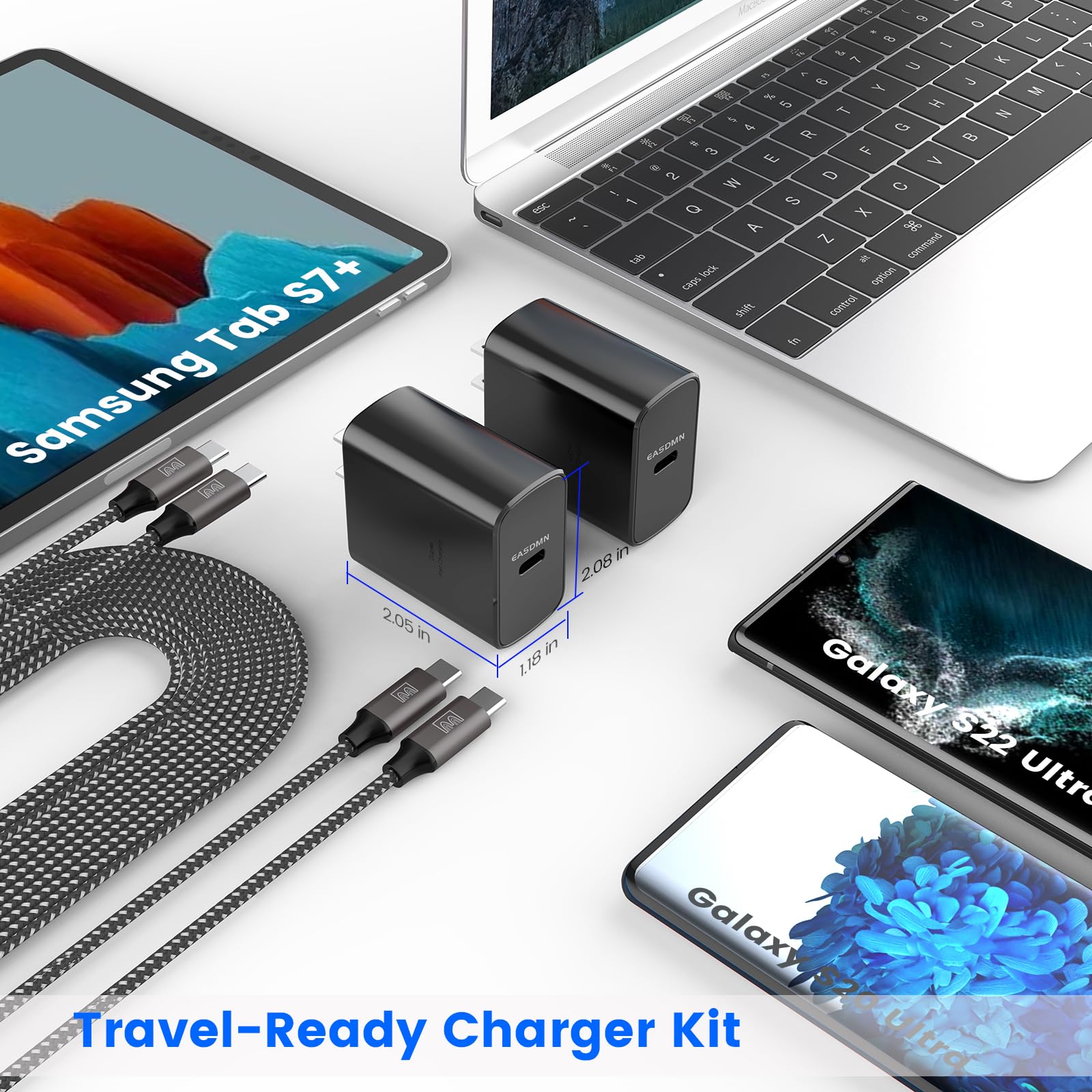 Super Fast Charger Type C, [2 Pack] USB-C Charger PD/PPS Wall Charging Block for Samsung Galaxy S26 Ultra/S25 Ultra/S25+/S25/S24/S23 Ultra/S23+/S22 Ultra/S22+/S20 Ultra, Tab S8(with 2X 6.6ft Cable) — view 7