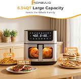 NEWBULIG Air Fryer 6.34QT Airfryer with Visible Window 400℉ Fast Heating Stainless Steel Air Fryers Oven with Nonstick and Dishwasher-Safe Basket 8-in-1 Cooking Preset with Timer Auto-Off — image 4