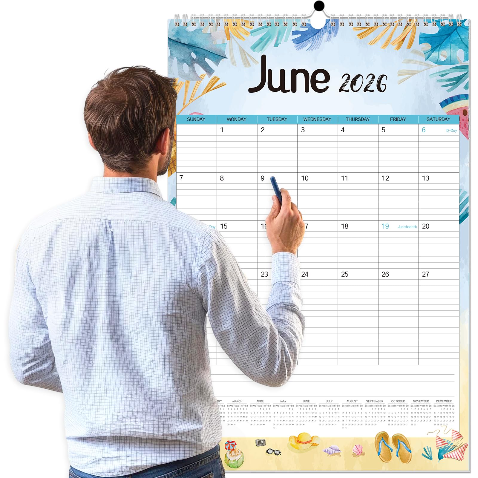 GuassLee Extra Large Wall Calendar 2026,36"x 24" Vertical Jumbo Hanging Wall Planner, 19-Month Aesthetic Large Calendar Jun. 2026 to Dec. 2027 with Thick Paper Watercolor Design for Easy Organizing