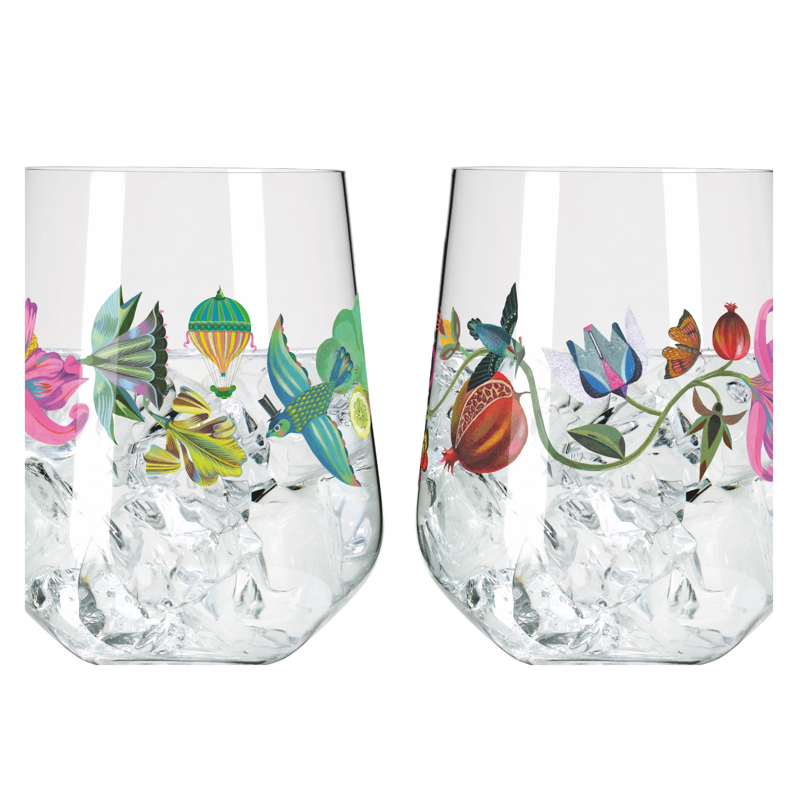 RITZENHOFF 3891002 Bicchiere da gin - 700 ml - Set di 2 bicchieri - Serie Botanic Lights - Motivo estivo - Made in Germany