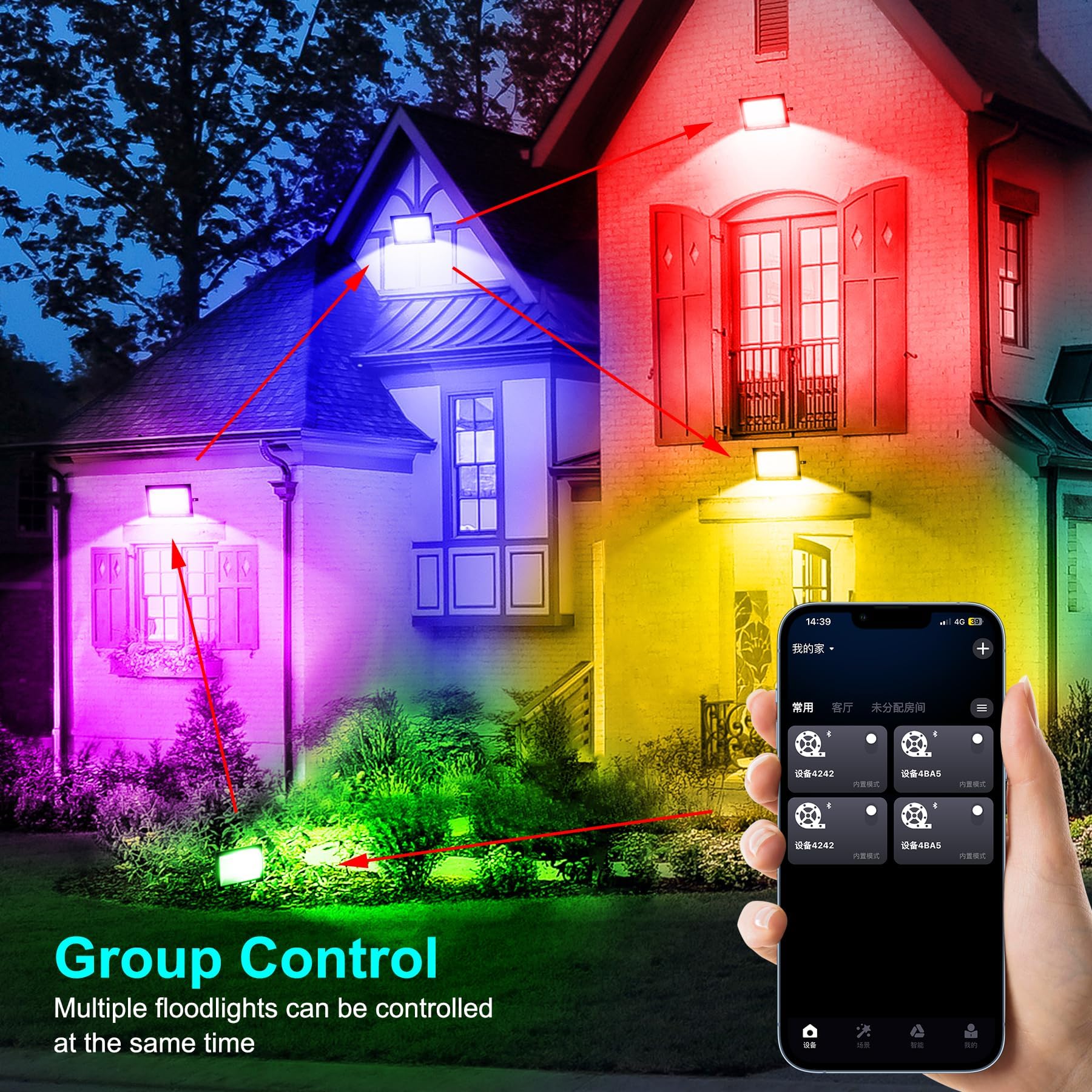 NATPOW RGB Strahler Outdoor 100W, Smart RGBCW LED Strahler Außen mit Bluetooth-App und Fernbedienung, Farbwechsel Scheinwerfer, IP66 Wasserdicht Flutlicht für Garten, Hof, Party und Fassade
