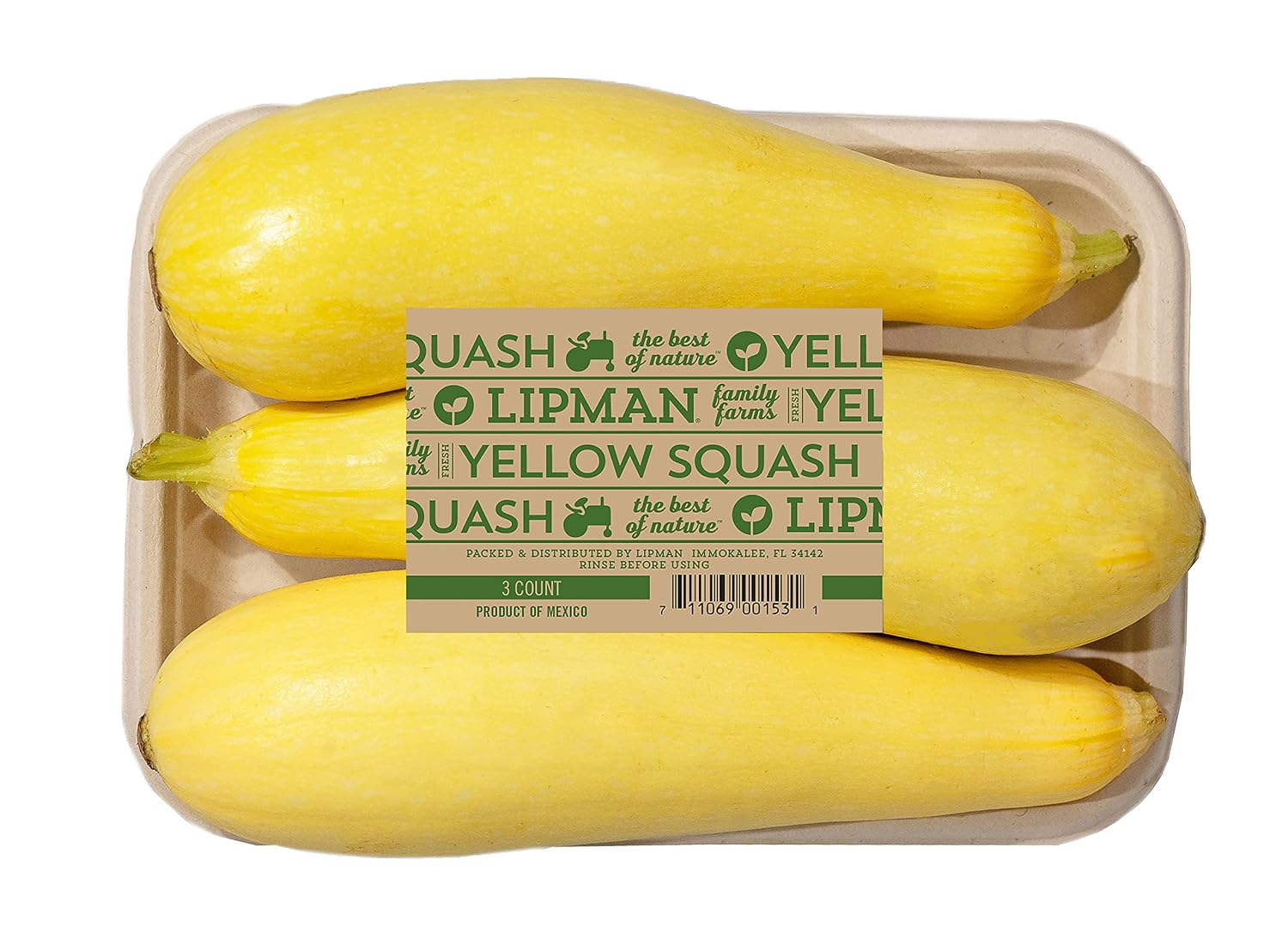 Lipman Yellow Squash, 3 ct Tray
