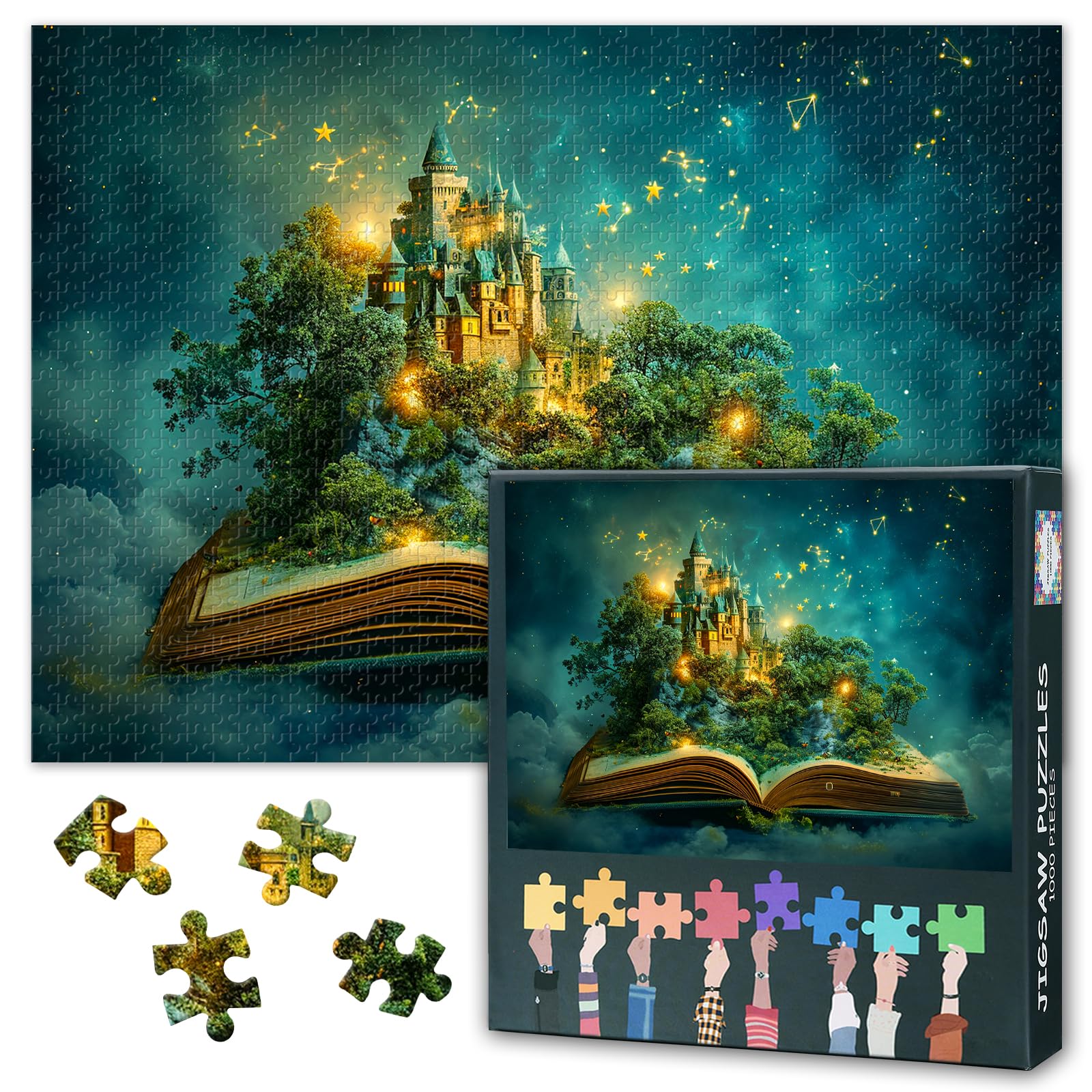 1000 Piece Jigsaw Puzzle for Adults Magical Open Book Fantasy Art Astounding Storytelling Background Mystical Library Scene Imaginative Puzzle for Family Game Night 27.5x19.7 Inch — image 1