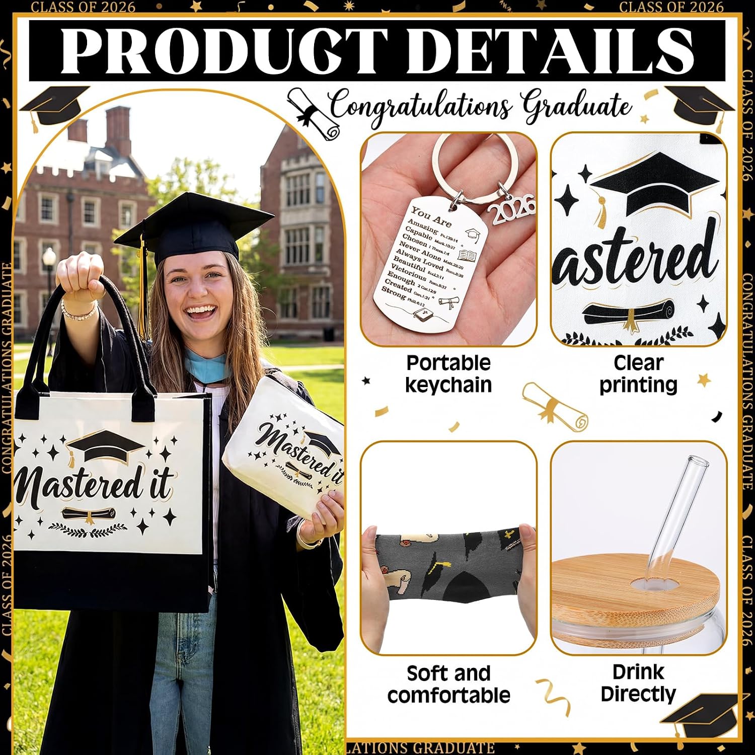 Sanwuta 5 Pcs Masters Degree Graduation Gifts Set Women Her Believed Could So She Mastered It Class of 2026 Gifts(You Are)