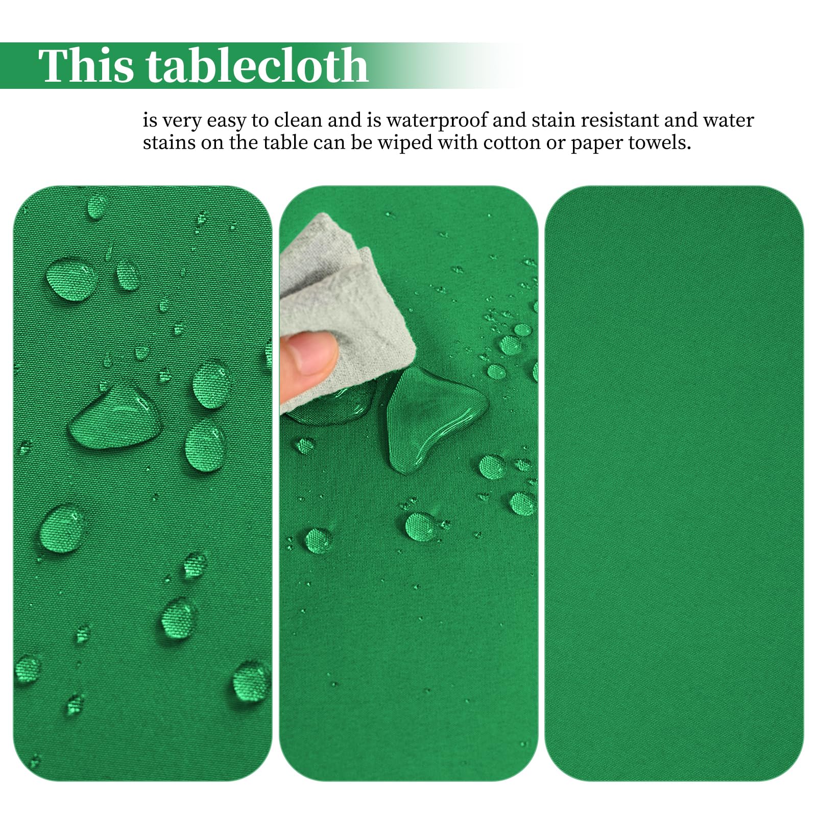 2 Pack Green Rectangle Tablecloth 153 x 260CM/60 x 102Inch Green Tablecloths Waterproof Polyester Table Cloth for 6 FT Tables Stain and Wrinkle Resistant Washable Fabric Table Cover for Party Wedding - Image 4