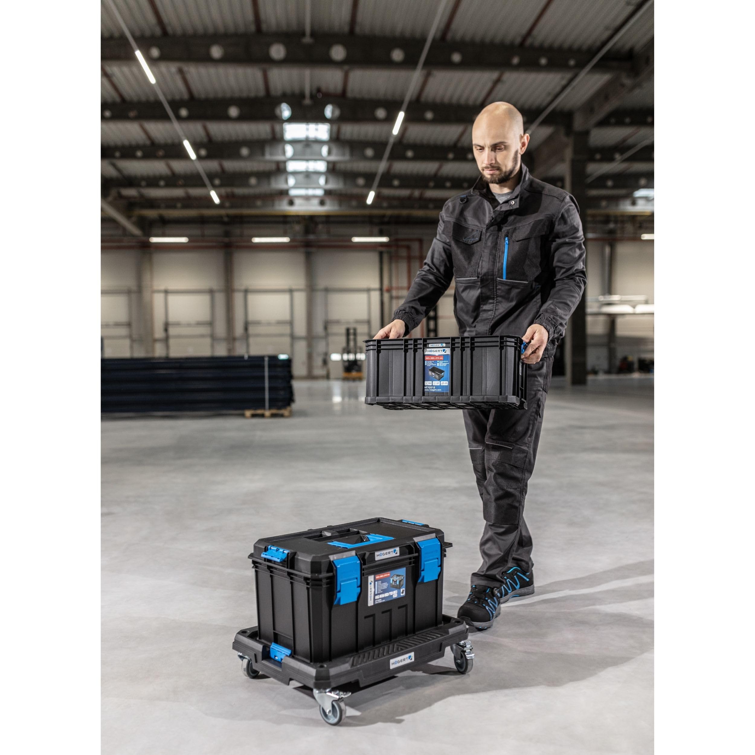 Högert Technik - Plataforma de Transporte con Ruedas HT7G504, Caja Herramientas, Carga de hasta 150 kg, Maletin Herramientas, Resistente a Daños, Construcción Duradera, Estructura Modular