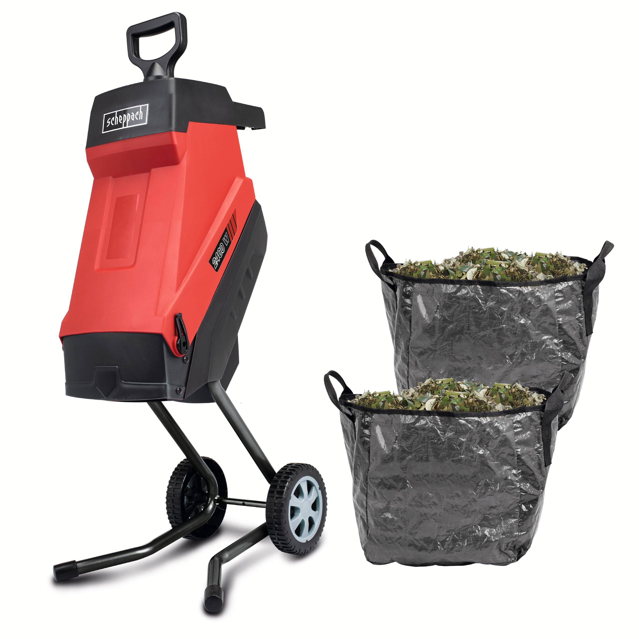 Scheppach Broyeur de Jardin électrique 2 en 1 GS55 – Broyeur & collecteur – 2400 W – Jusqu'à 45 mm d'épaisseur – Capacité de 45 L – 2 Couteaux réversibles montés – 2 Sacs de ramassage Inclus