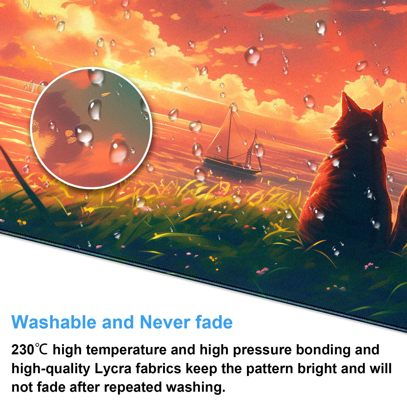 Lo-fi Anime Desk Mat: Mouse Pad, Purple Pink Aesthetic, Kawaii Pixel Art Mousepad Large, XL Keyboard Deskmat Led, Cute Cat Sunset City