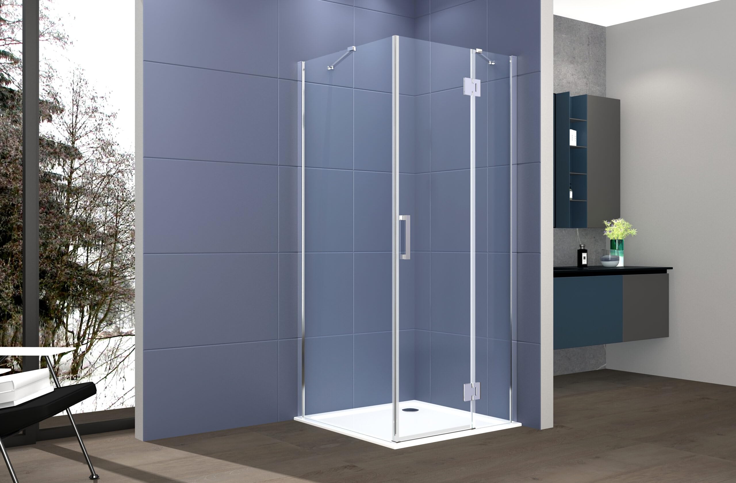 Box Doccia 2 Lati 100X70 Cm Fisso + Porta Un Battente H200 Cm Cristallo 6Mm Profilo Cromato Pippo - 4