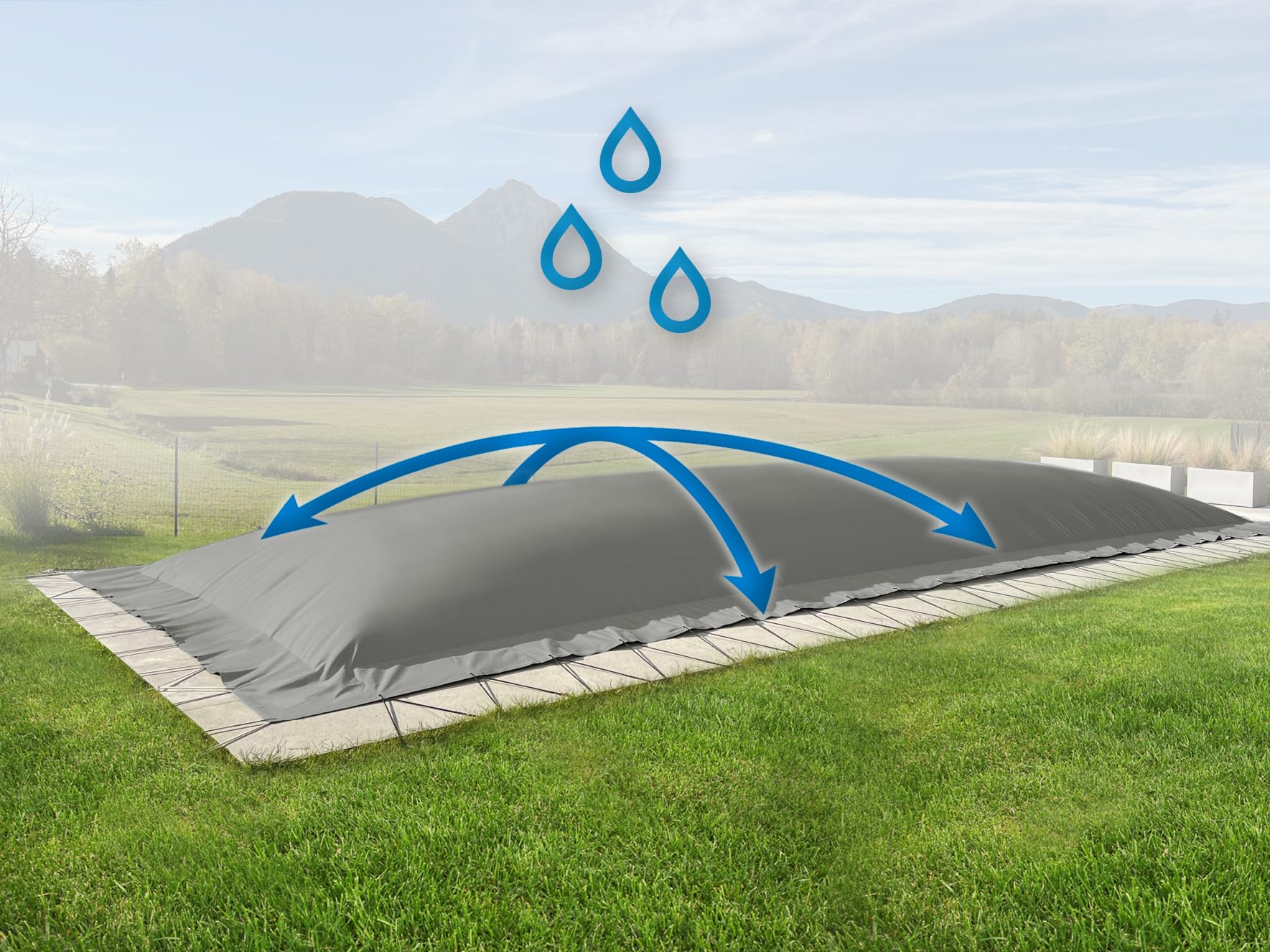 ANKO PLANEN Nadmuchiwana plandeka basenowa, prostokątna, zimowa osłona na basen, wysokiej jakości i wytrzymała AirDeluxe (ciemnoszara, 10 m x 5 m)