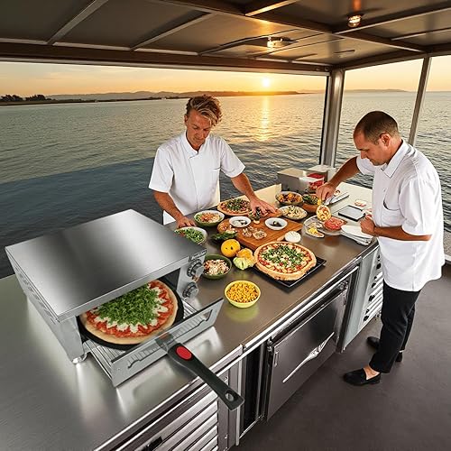Miniatura 9 de Horno eléctrico de pizza de 12 pulgadas para interiores, horno de pizza de encimera con ventana visual, máquina de pizza comercial con mango