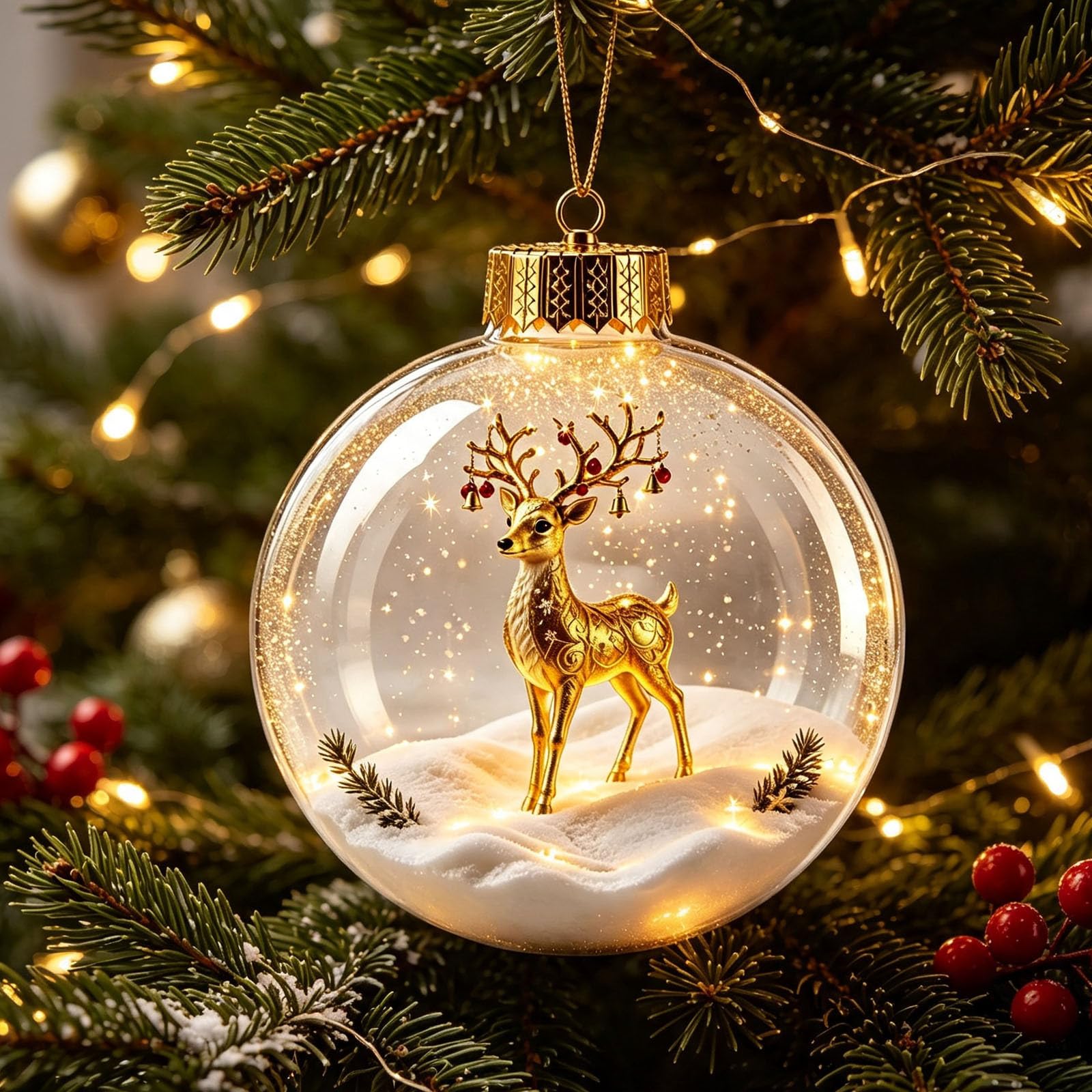 Glowing Christmas Story Ornament, LED light-up Christmas Tree Baubles, 16 Unique Styles, Waterproof Durable Hanging Decor for Xmas Tree Wreath Mantel, D