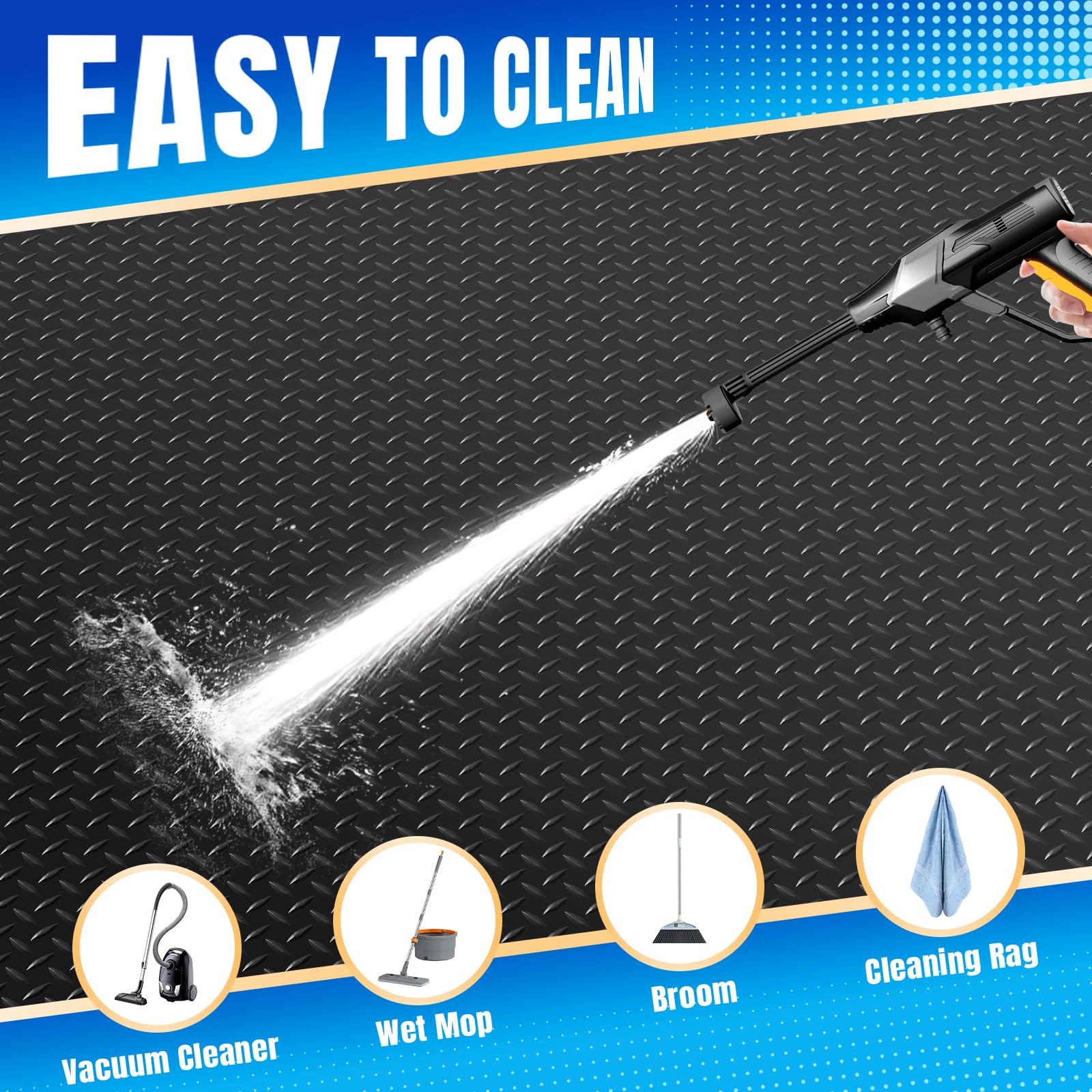 7 5x20 FT Garage Floor Mat Diamond Plate PVC Garage Mats Flooring Roll Thickened Non-Slip Rubber Flooring Protector — view 5