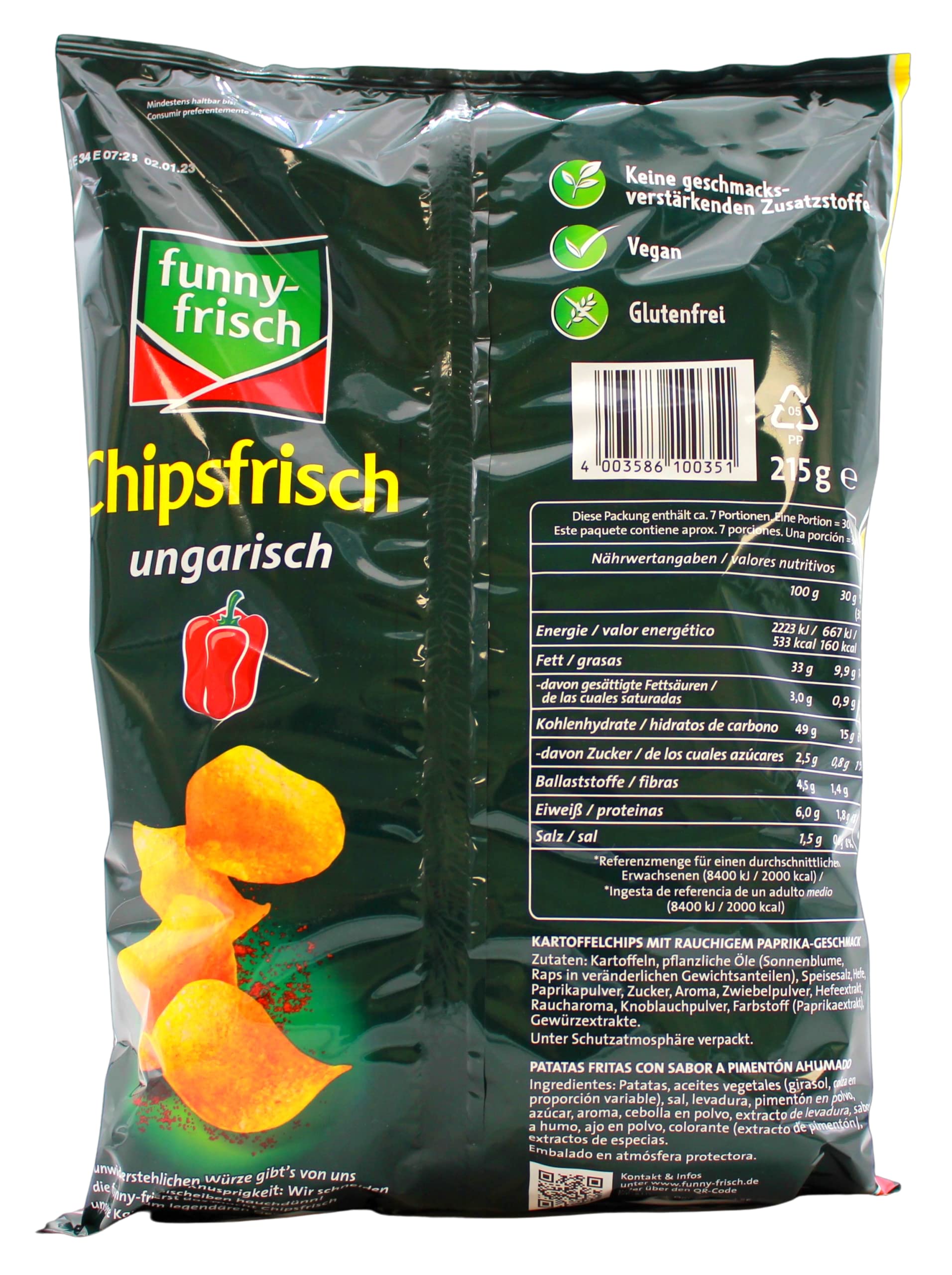 funny-frisch Chipsfrisch ungarisch, 15er Pack (15 x 215g)
