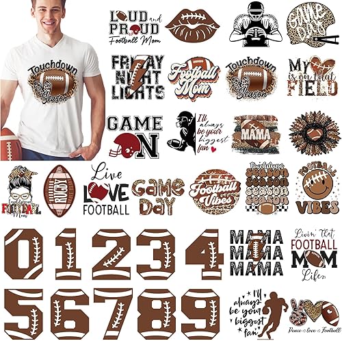 30 piezas de parches de transferencia de fútbol americano para planchar, diseños de casco de fútbol, calcomanías de transferencia de calor,