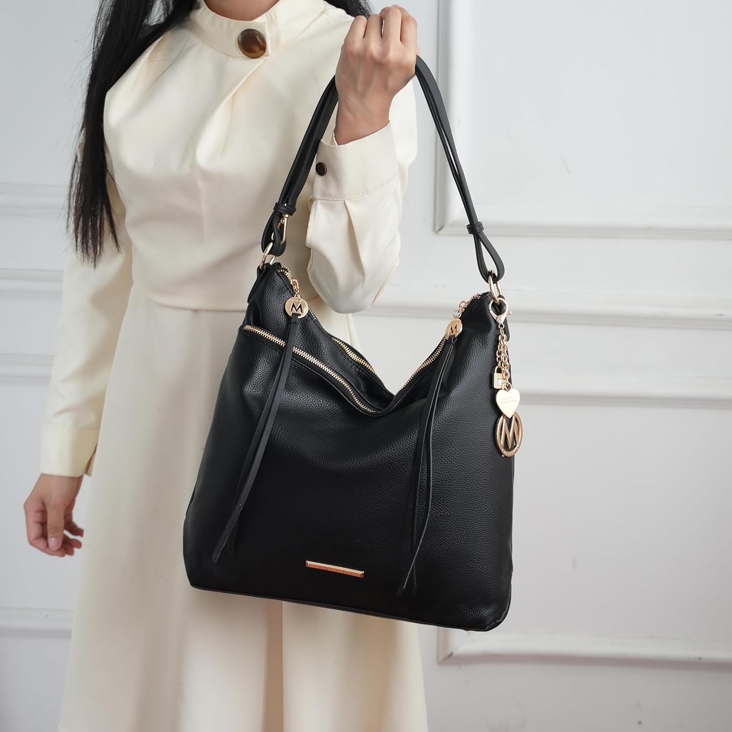 MKF Hobo Bag for Women – PU Leather Shoulder Purse Pocketbook Fashion – Top Handle Multi Pocket Handbag - Image 4