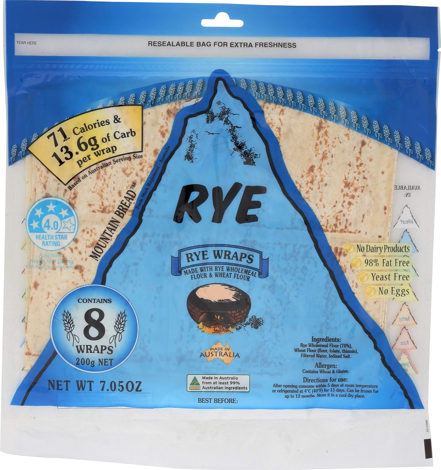 Mountain Bread Light Rye Wraps 200 g (Pack of 3) Amazon.co.uk Grocery