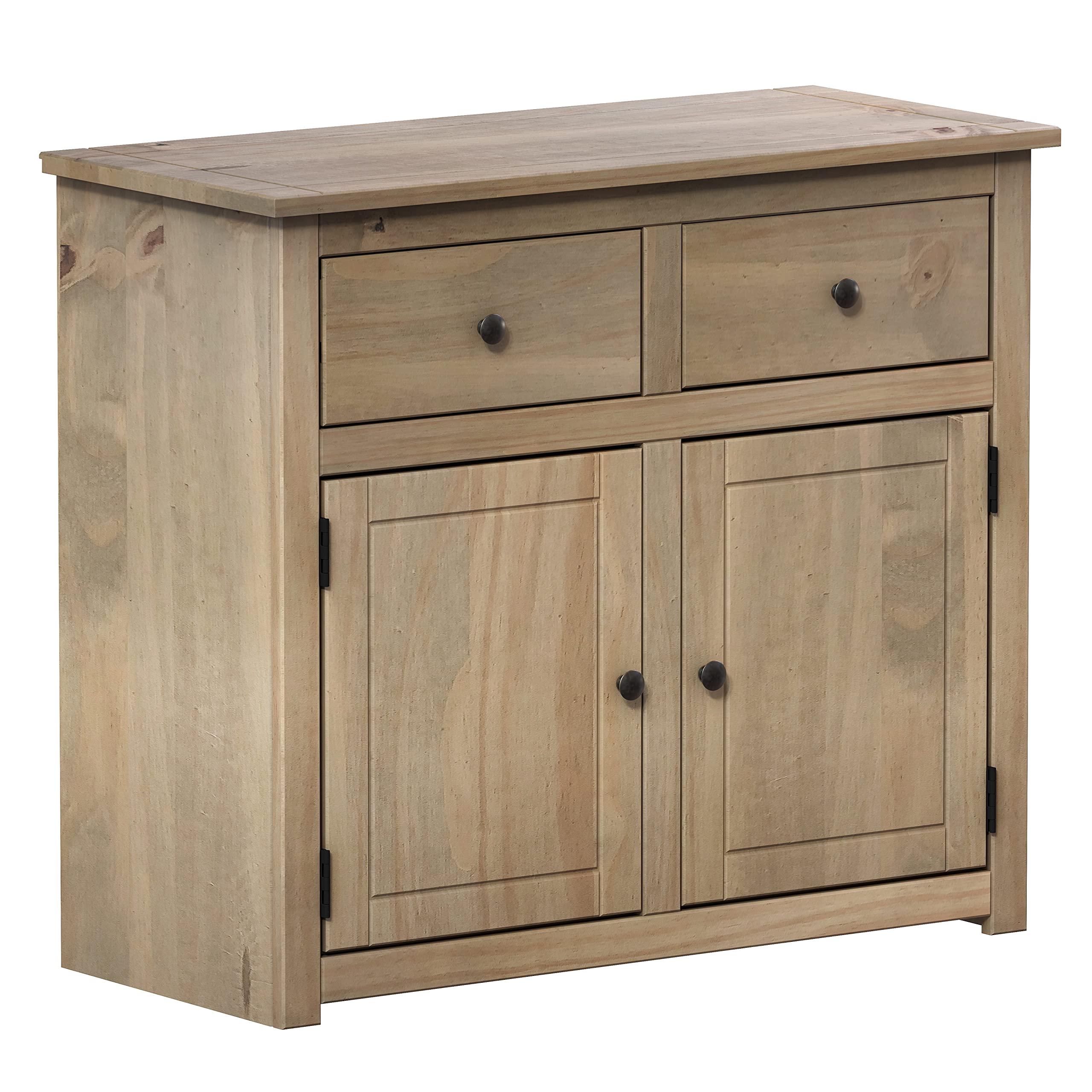 Home Discount Panamá - Aparador con 2 Puertas y 2 cajones. Mueble Resistente en Color Roble Natural y Encerado.
