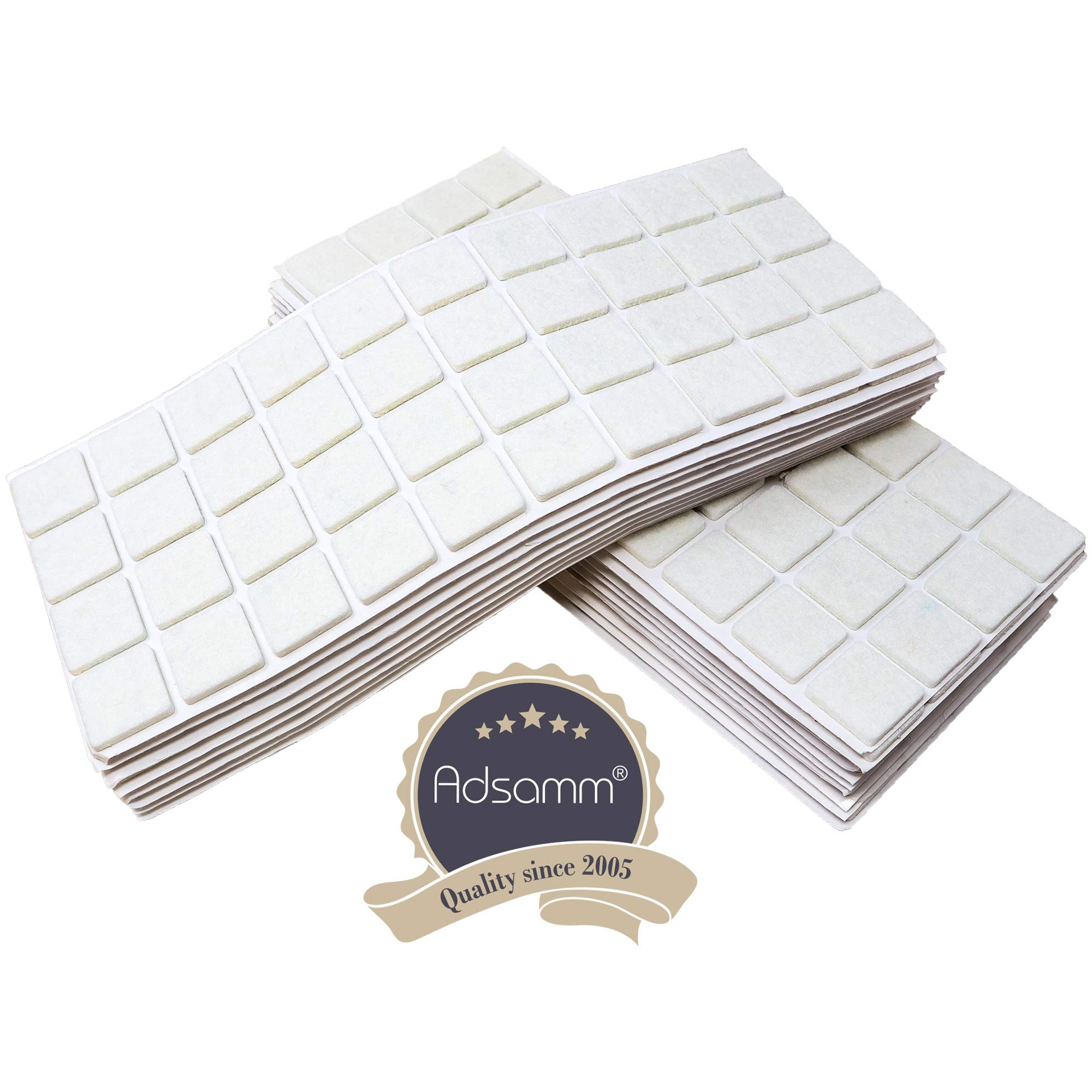 Adsamm 800 x self-Adhesive Felt Pads White 0 98x0 98 25x25 mm Square 0 138 3 5 mm — view 2