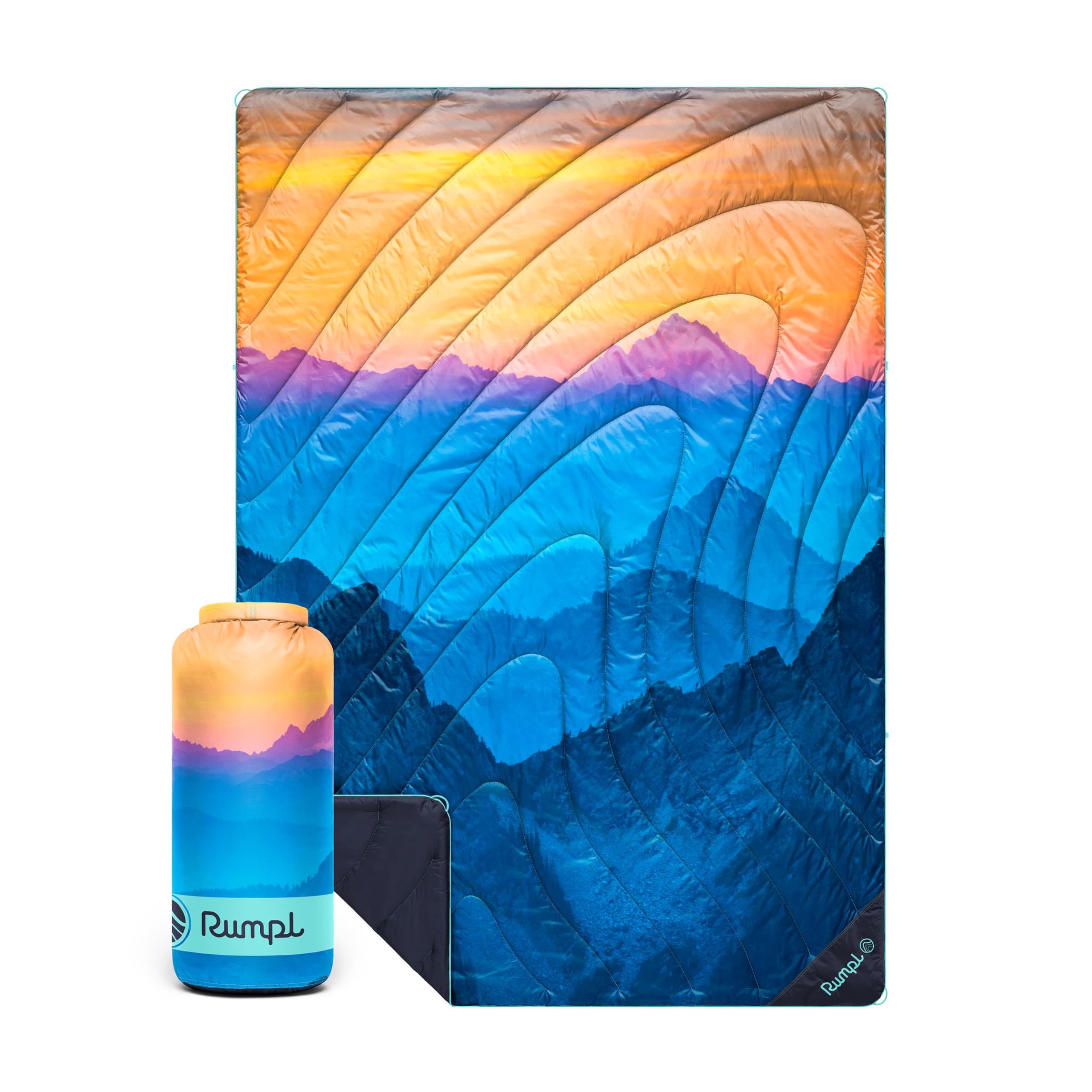Rumple Original Puffy 1-Person Blanket for Camping and Outdoors, Misty Peaks Mountainscape