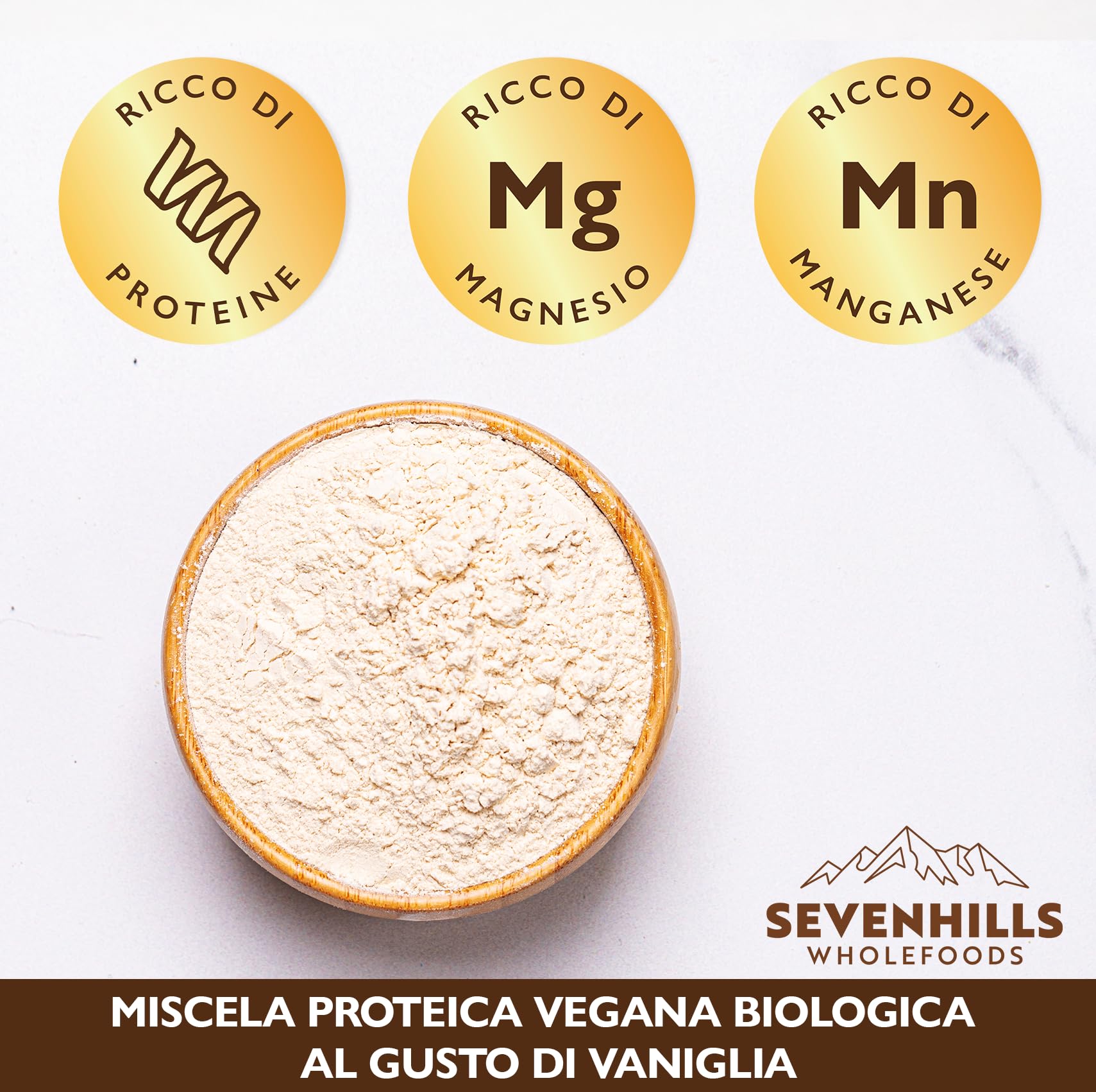 Sevenhills Wholefoods Proteine ​​Vegane in Polvere Biologiche Zenzero e Vaniglia | 30 porzioni, 22 g di proteine ​​per porzione | Proteine ​​di piselli, riso, zucca e canapa | 1,05 kg