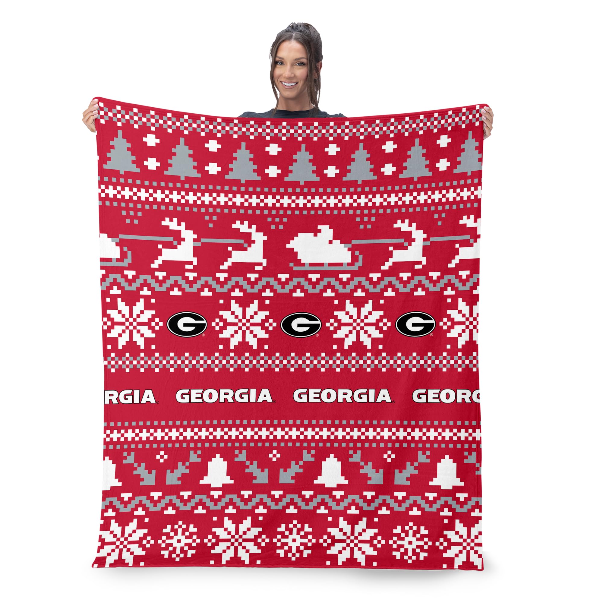 Northwest NCAA Georgia Bulldogs, Xmas Time, Silk Touch Throw Blanket, 50 x 60 Inches