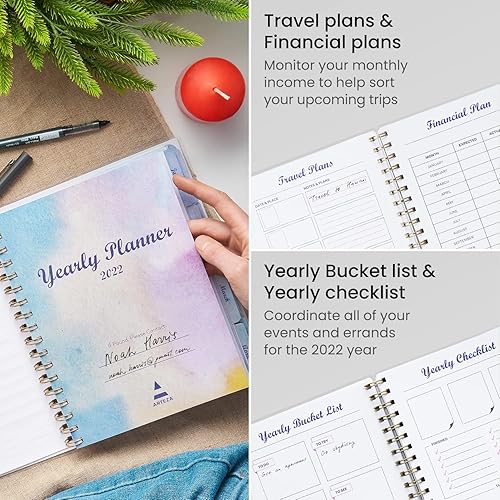 Miniatura 4 de Arteza Agenda mensual 2022, 205 páginas interiores, diseño floral de acuarela, 9.1 x 7.3 pulgadas, planificador de 12 meses, suministros de oficina