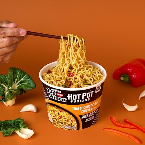 Miniatura 86 de Nissin Cup Noodles Taza de arroz salteado con fideos, sabor a curry tailandés amarillo, 2.61 onzas, paquete de 6