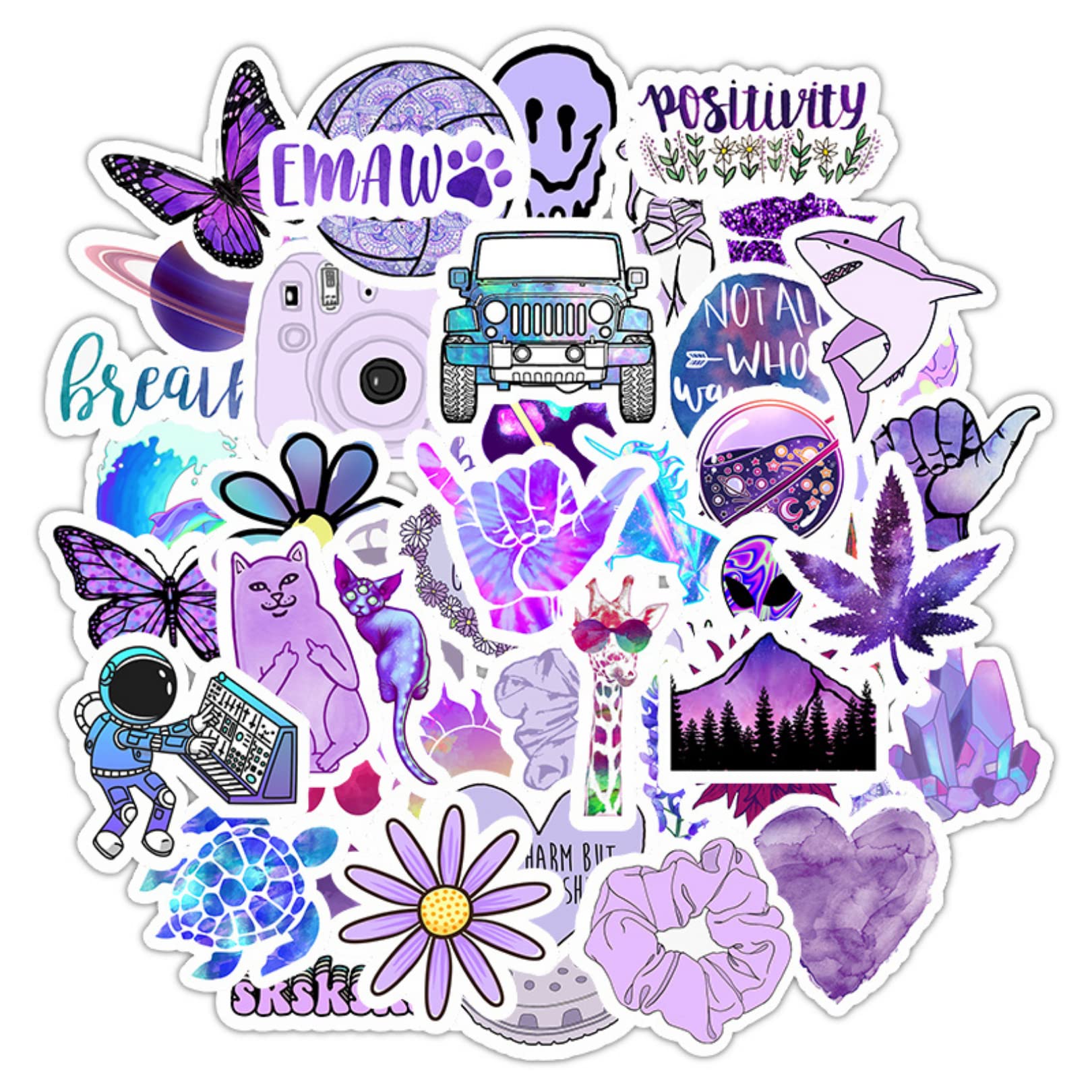Hntr Girls Purple Hntr® Stickers Aesthetic | 50 Vsco & Preppy Stickers For | Personalise Journals, Scrapbooks & Laptops