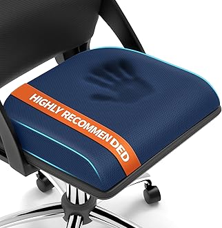 XLarge Seat Cushion, Memory Foam Cushion for Long Sitting Hours on Office Chair, Home & Car, Non-Slip Chair Pad for Relieving Back & Sciatica & Hip & Coccyx Pain (Blue)