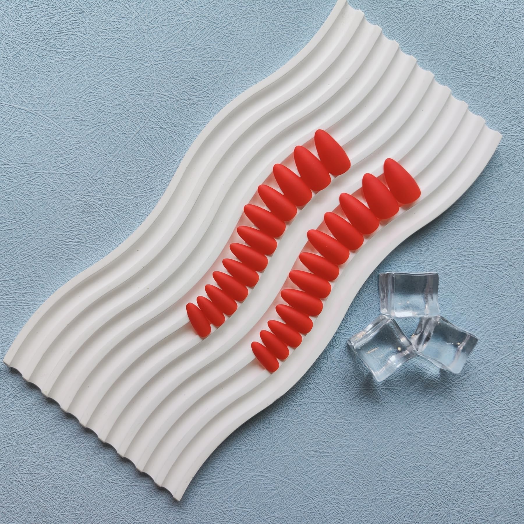 SXVME Soft Gel Press on Nails Almond Shape, Matte Light Red False Nails Medium Length, Natural Solid Color Fake Nails Set - Image 4