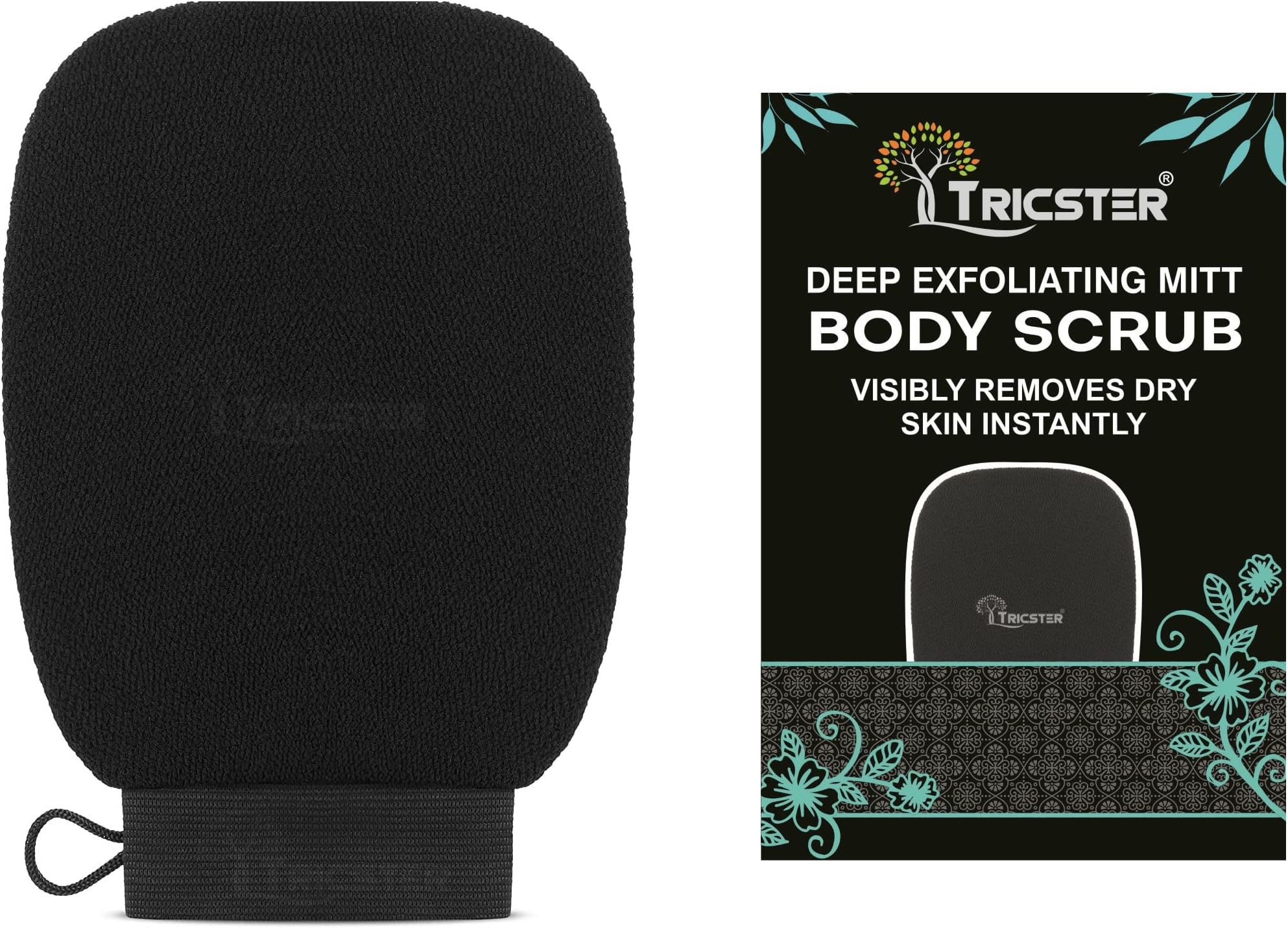 TRICSTERBody Scrubber Exfoliator Mitt for Use at Shower or Bath - Exfoliating Body & Face Dead Skin Remover - Exfoliating for Women & Men Washcloth(Pack of 1)