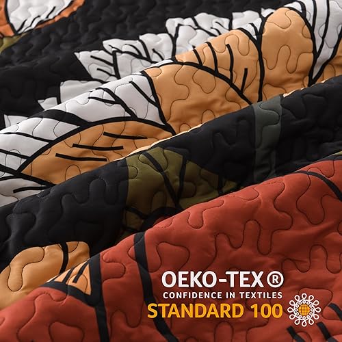 Vista 7 de Andency Juego de ropa de cama de 3 piezas con diseño botánico floral bohemio de verano con 2 fundas de almohada, juego de edredón de microfibra