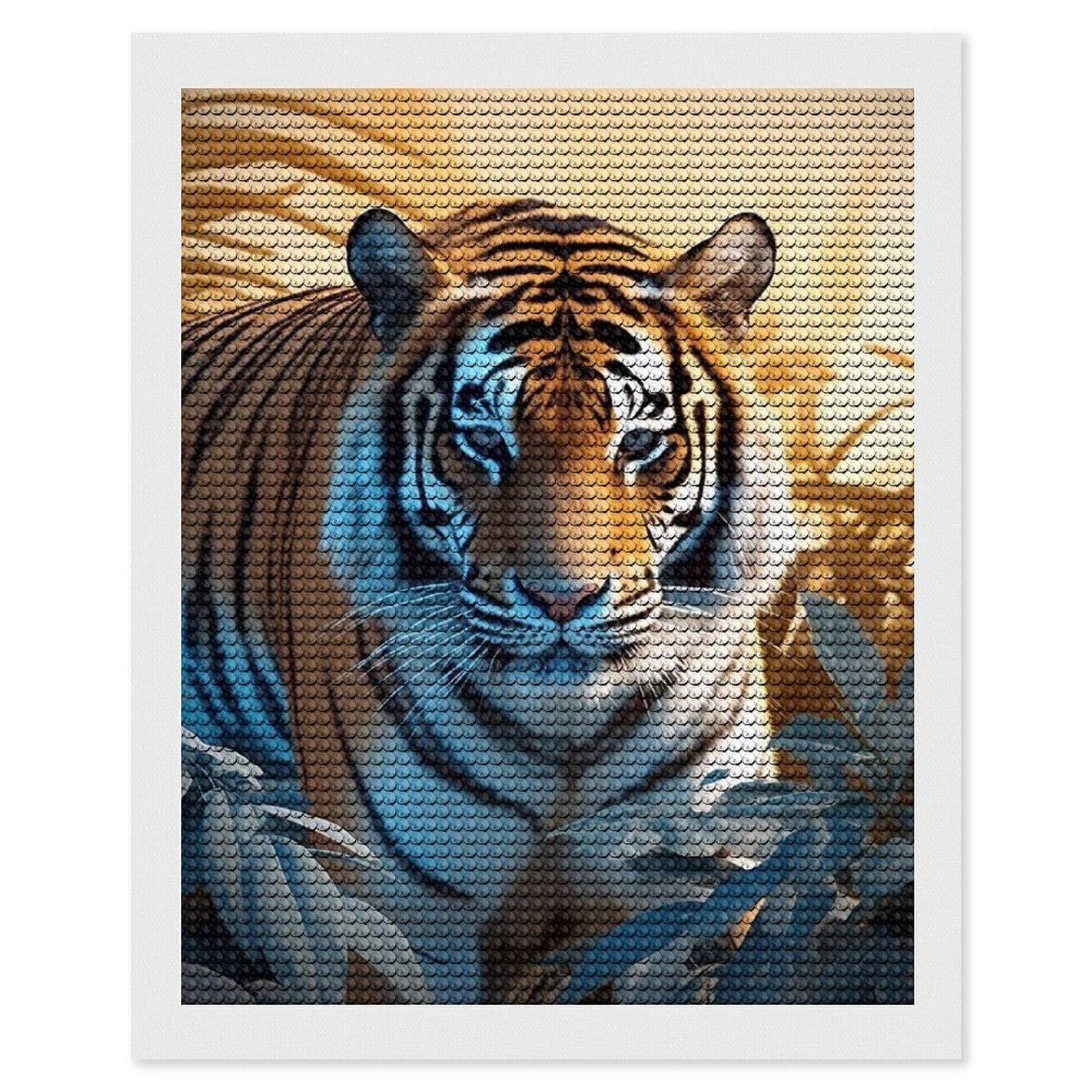DWVTSLH African Wildlife Tiger Diamond Painting Kits for Adults, Personalized Diamond Photo Art Full Drill, DIY 5D Diamond Art Painting Kits for Beginners, Home Wall Decor 16"x20"