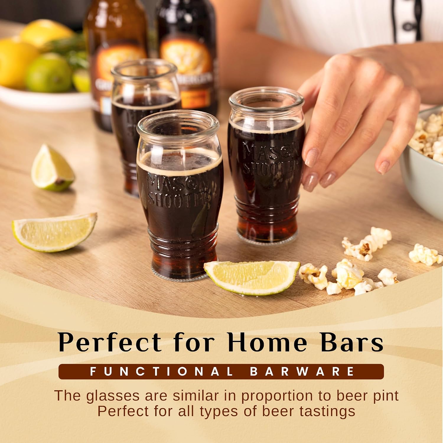5 oz Mason Jar Pilsner Beer Glasses (6 Pack) Flight Glass Set, Beer Tasting