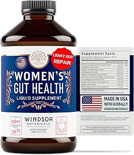 IBS Gut Health Supplements for Women - Womens Gut Support Liquid With FOS Prebiotic, L Alanyl L Glutamine and Herbs - Leaky Gut Repair and Gut Cleanse Detox for Women - 16oz, 480ml, Berry Flavored