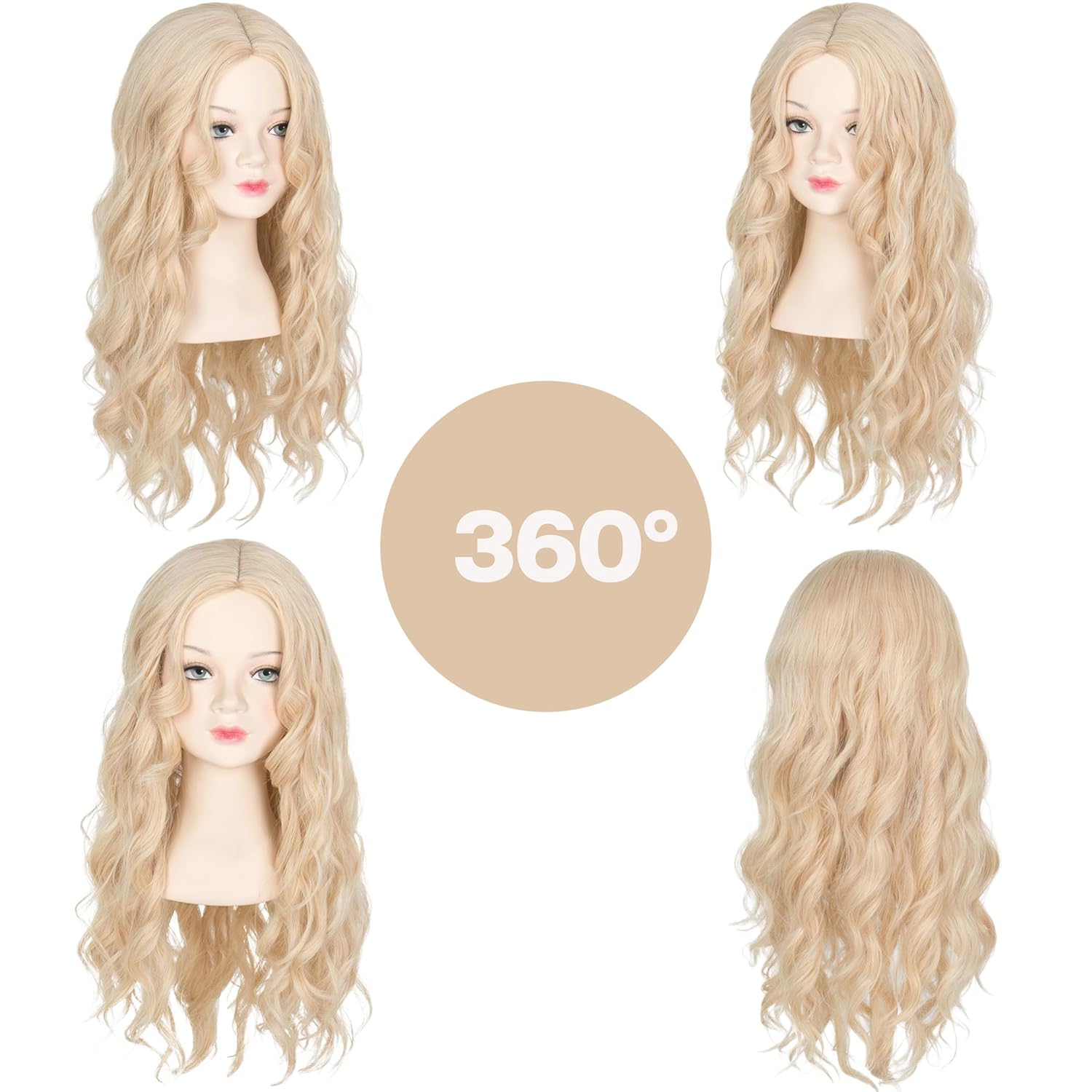Miss U Hair Princess Elf Long Wavy Blonde Wig Hippie Retro Middle Part Cosplay Costume Wigs - Image 3