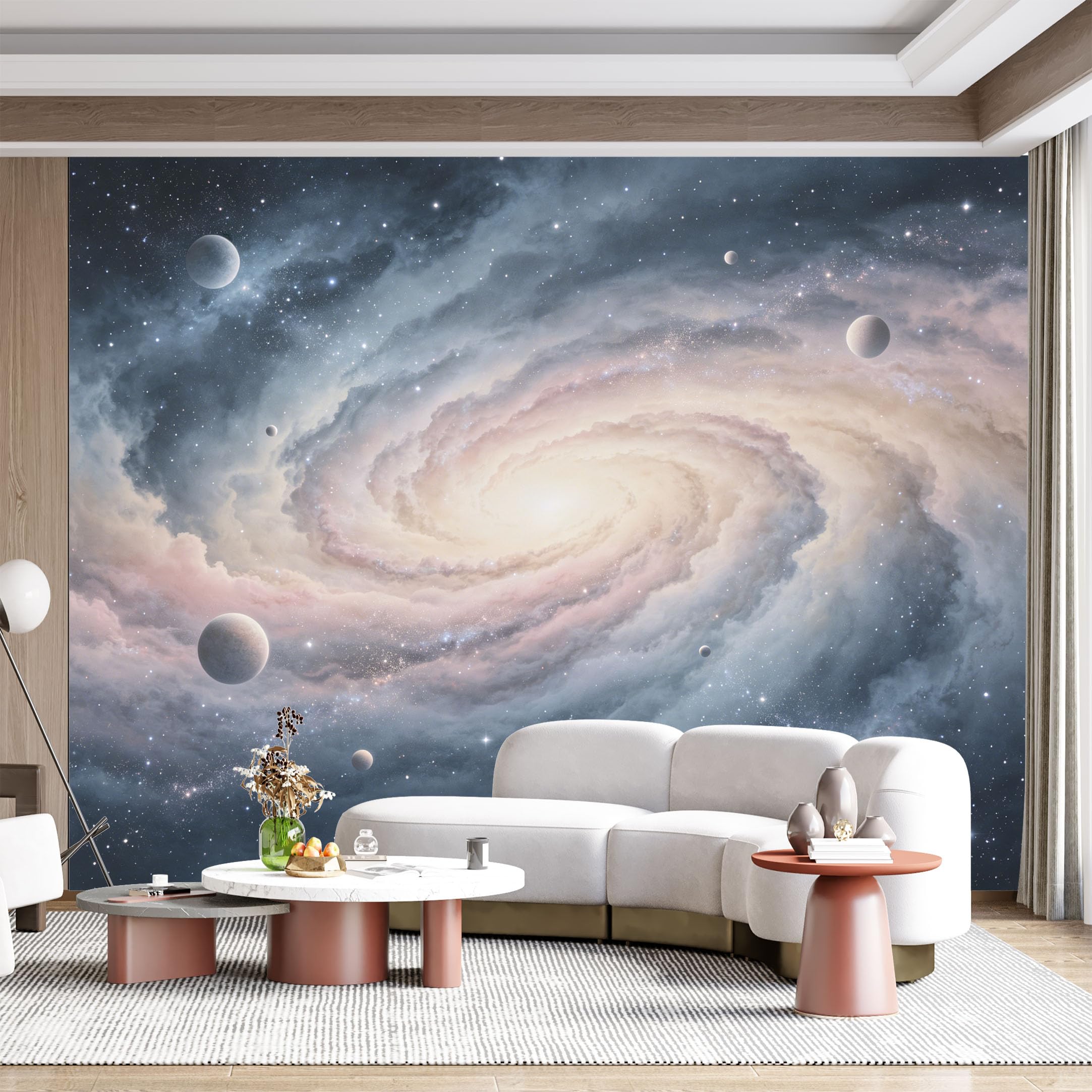 Custom Size Wall Mural Galaxy Spiral Nebula Planets Space Universe Cosmic Sky Watercolor SelfAdhesive Wall Fabric Removable for Home Office Decor