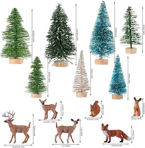 Miniatura 2 de Juego de 13 figuras de animales del bosque de Navidad, figuras de animales del bosque, figuras de animales para tartas, adornos de mesa de plástico