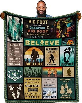 Bigfoot Gifts Sherpa Throw Blanket,Ultra Soft Big Foot Sasquatch Gifts Flannel Blankets,Double Layer Fabric Warm Blankets,Funny Bigfoot Gifts for Women 60" X 50"