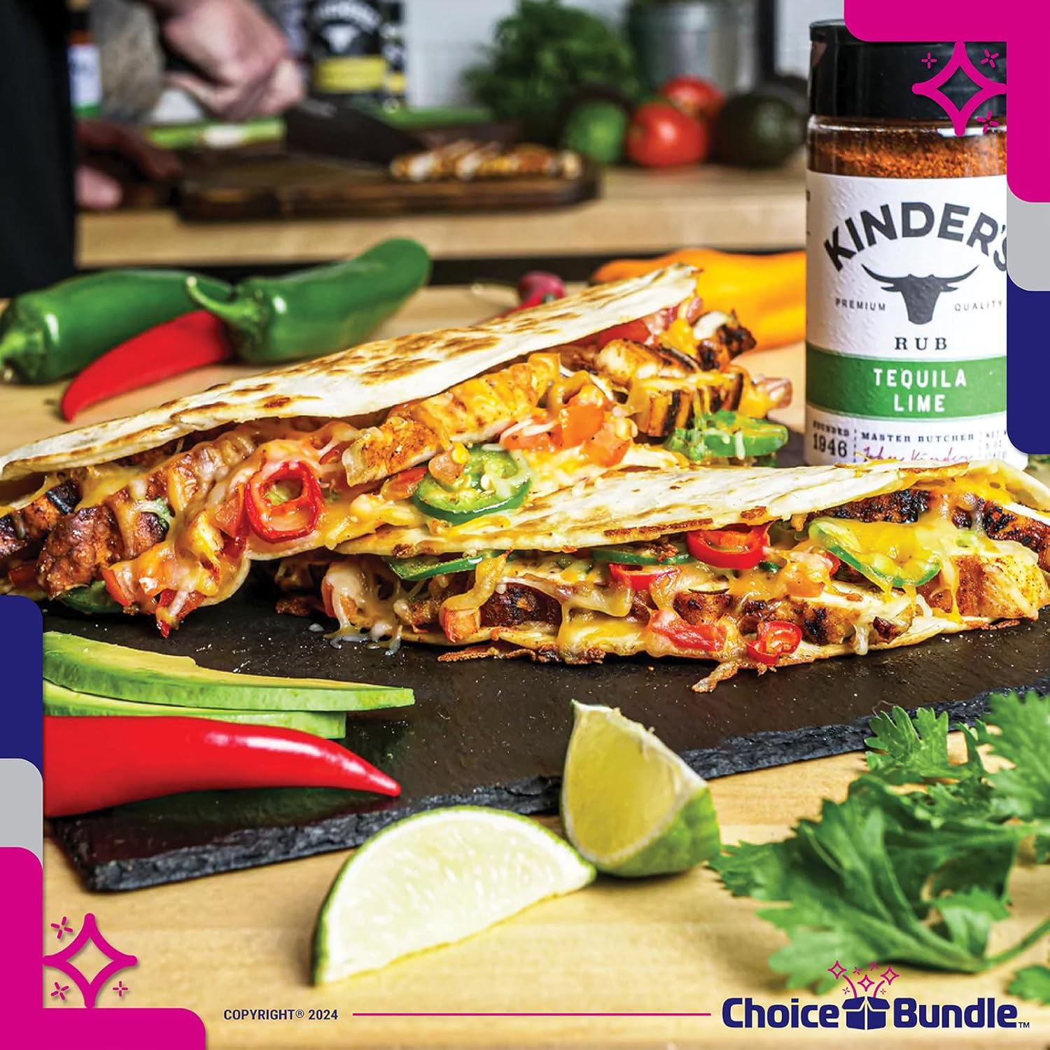 Kinders Tequila Lime Rub The Fajita Blend Seasoning with Citrus and Garlic Premium Barbecue 4 Pk (20.2 oz) + BBQ Guide & Opener (6 Items)!
