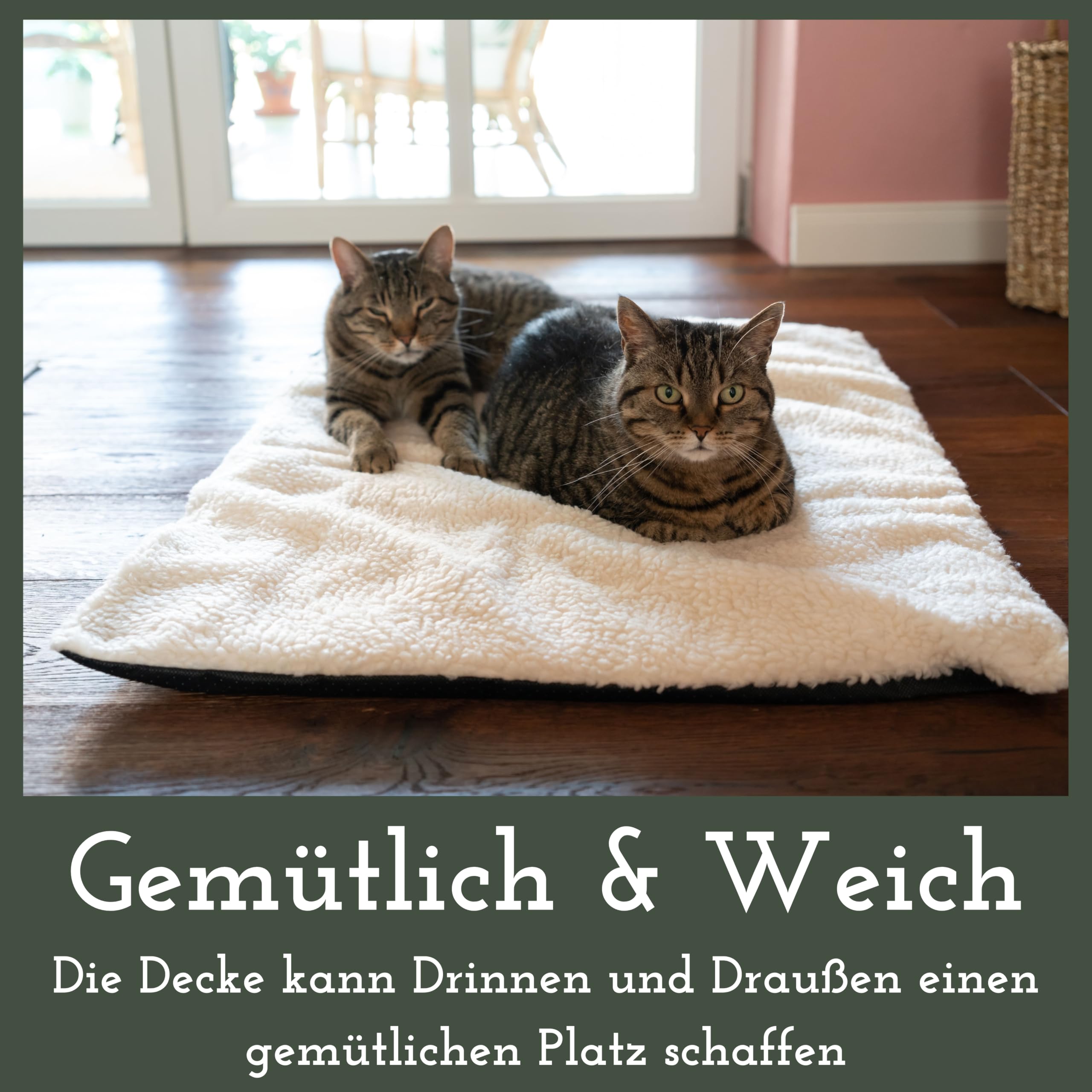 Fellou Heizdecke Katze 60 x 40 cm - Selbstheizende Decke Katze - Waschbar, Knisterfrei & rutschfest - Wärmedecke Hund - Heizmatte Haustier - Kuschelig weiche Wärmematte ohne Strom in beige