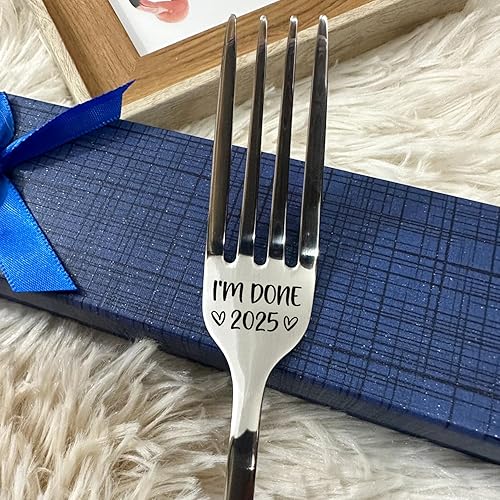 Miniatura 3 de HSSPIRITZ May The Fork Be With You divertido tenedor de acero inoxidable grabado para cena, postre con caja de regalo, para novio, novia, marido,