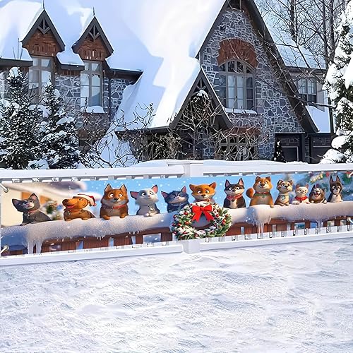 HOMETITUTE 118x20 inch Merry Christmas Dog Cat Banner with Holiday