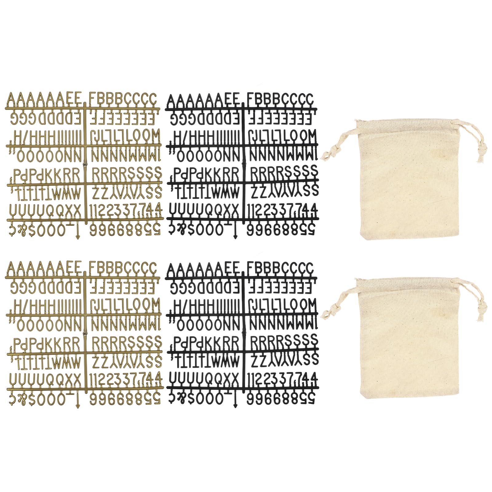 PATIKIL 588 Piece Plastic Letters Set for Felt Letter Board, Black/Bronze Alphabet Message Board Accessories Including Letter Numbers with Restraint Strap for Cafe, Wedding, Birthday