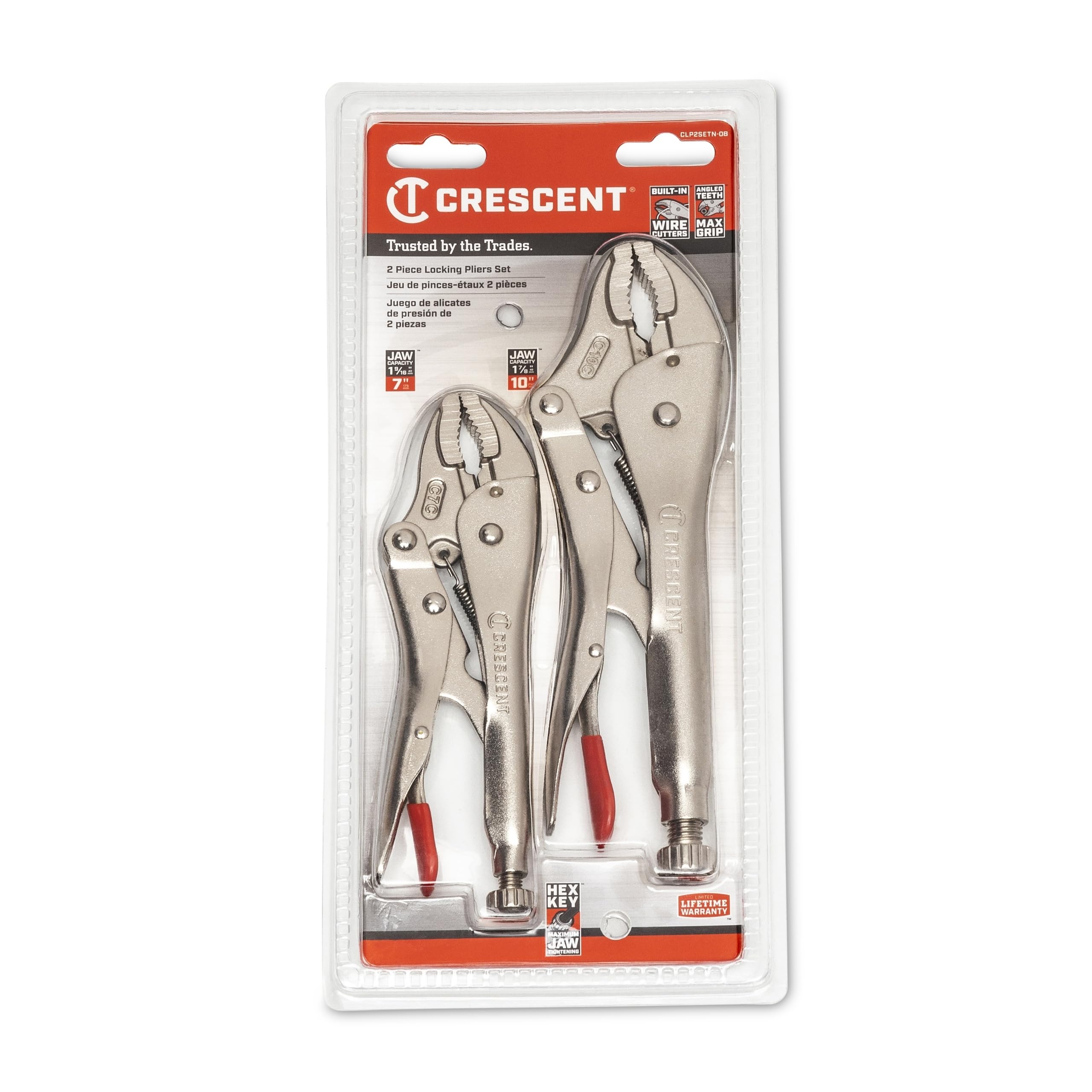 Crescent 2 Pc. Curved Jaw Locking Pliers with Wire Cutter Set - CLP2SETN-08